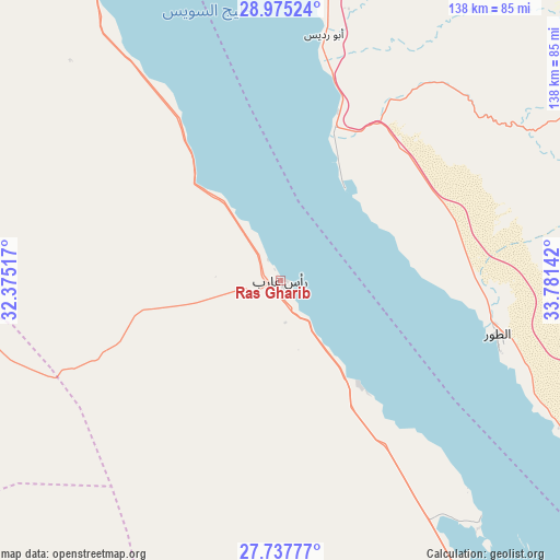 Ras Gharib on map