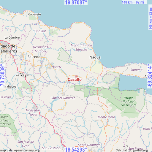 Castillo on map