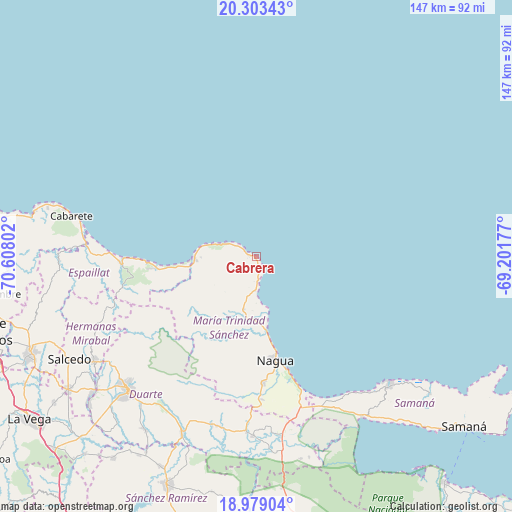Cabrera on map