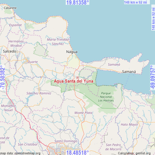 Agua Santa del Yuna on map