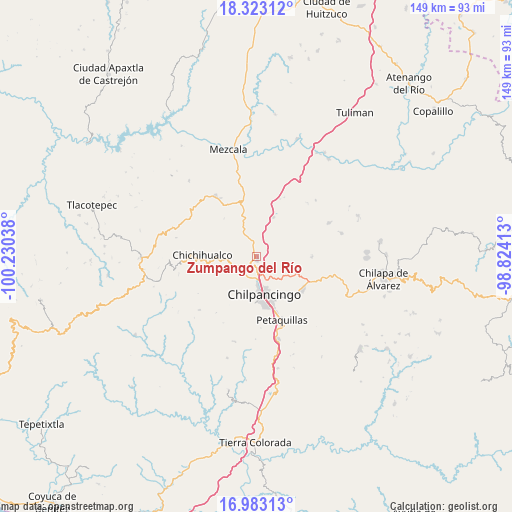 Zumpango del Río on map
