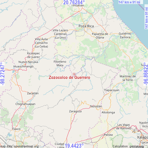 Zozocolco de Guerrero on map