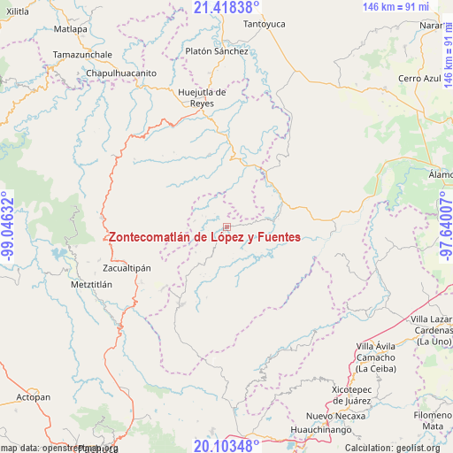 Zontecomatlán de López y Fuentes on map