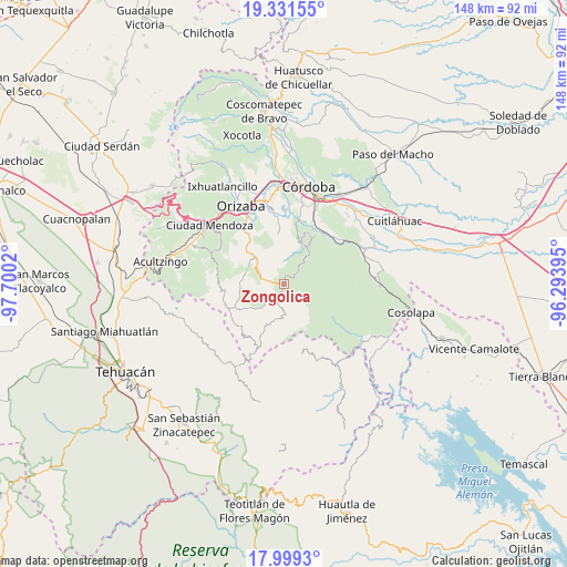 Zongolica on map