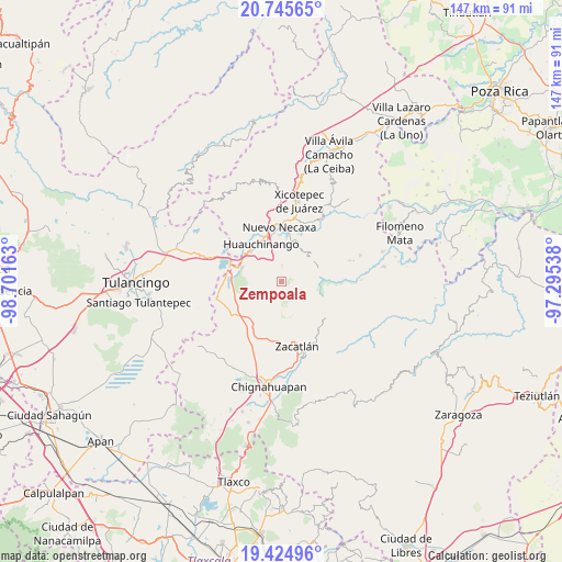 Zempoala on map