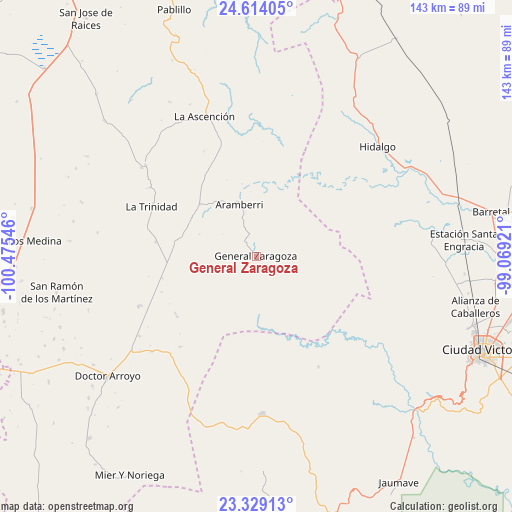 General Zaragoza on map