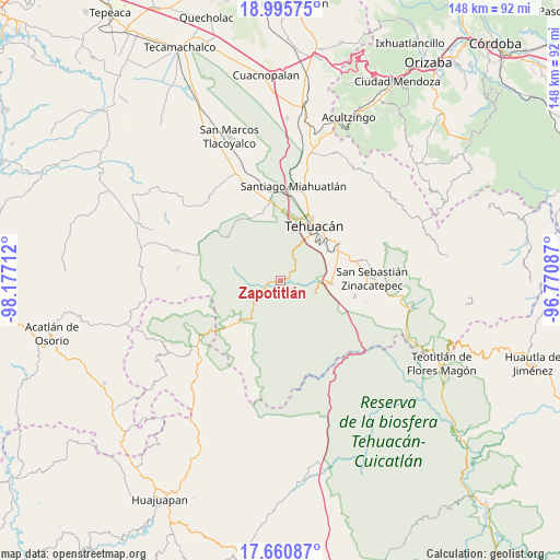 Zapotitlán on map