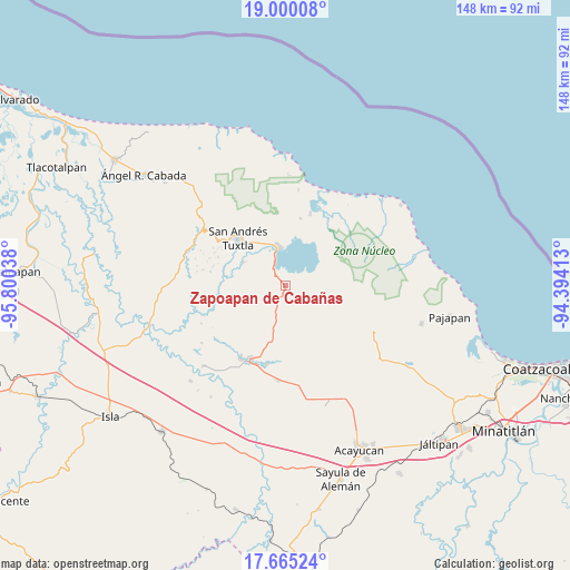 Zapoapan de Cabañas on map