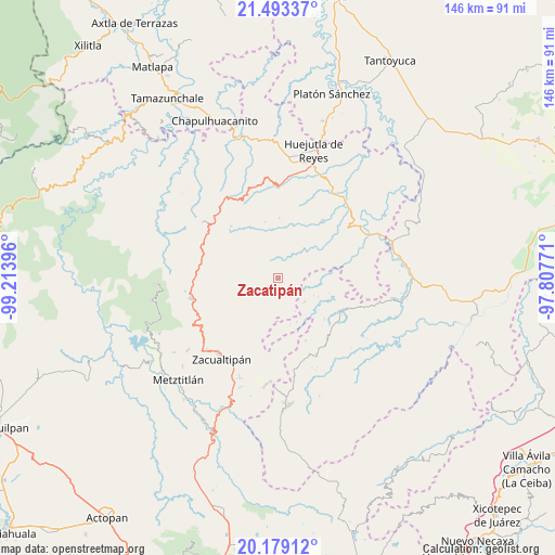 Zacatipán on map