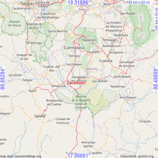 Zacatepec on map