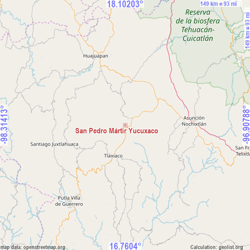 San Pedro Mártir Yucuxaco on map