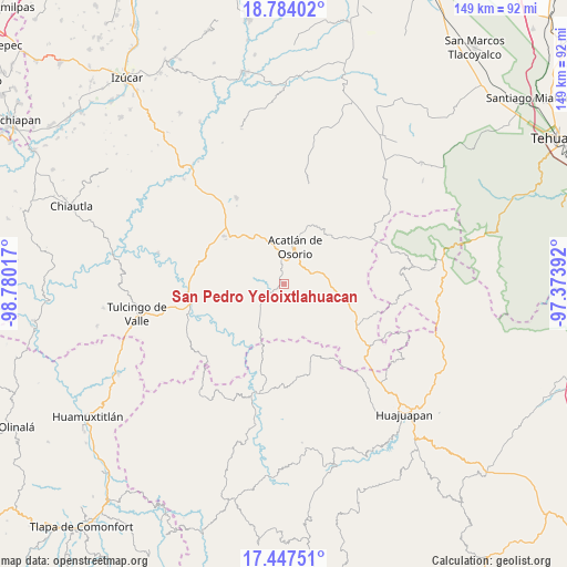 San Pedro Yeloixtlahuacan on map