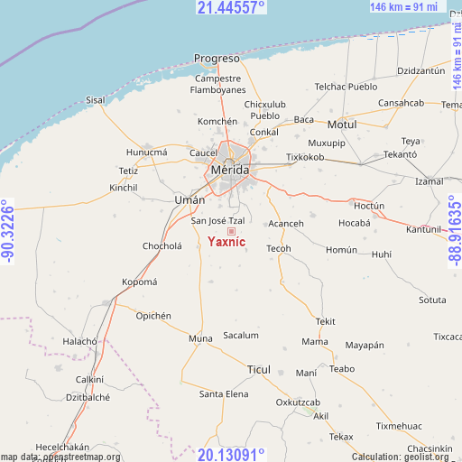 Yaxníc on map