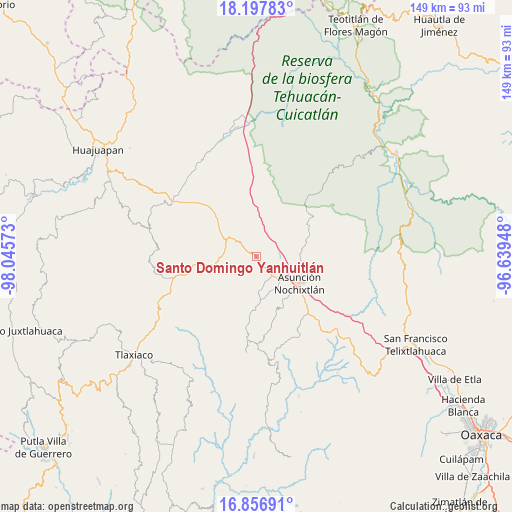 Santo Domingo Yanhuitlán on map