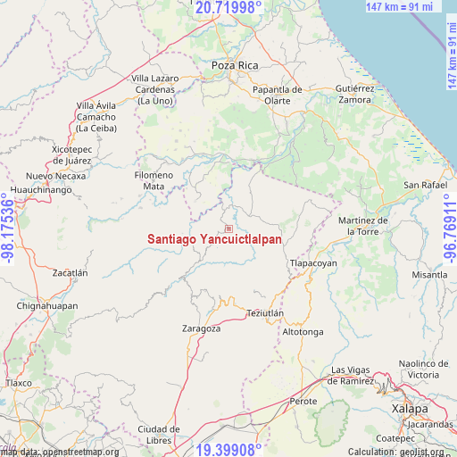 Santiago Yancuictlalpan on map