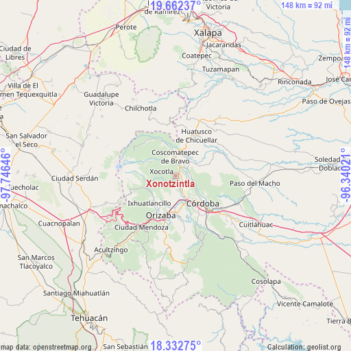 Xonotzintla on map