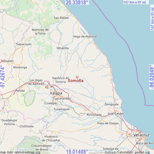 Xomotla on map