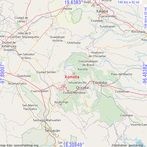 Xometla on map