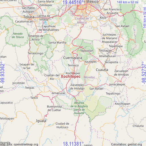 Xochitepec on map