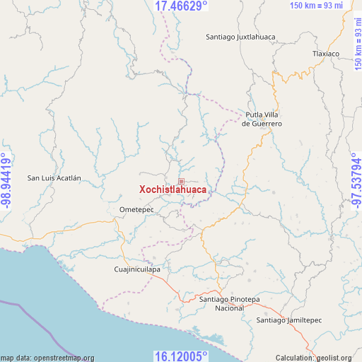 Xochistlahuaca on map