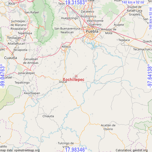 Xochiltepec on map