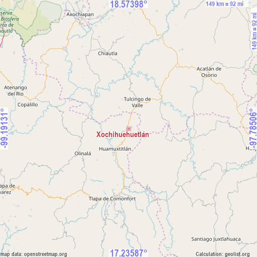 Xochihuehuetlán on map