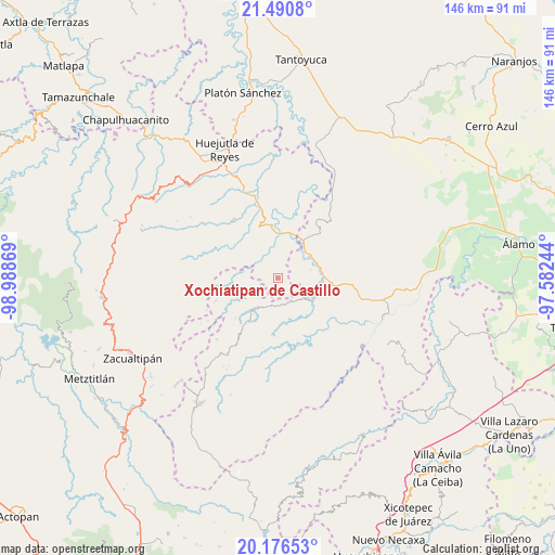 Xochiatipan de Castillo on map