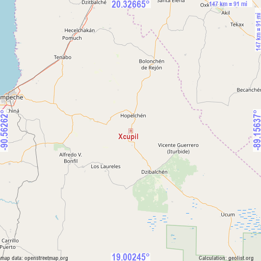 Xcupil on map