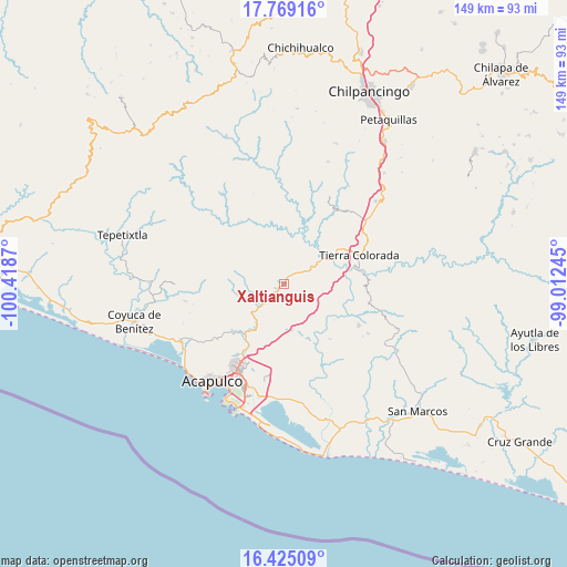 Xaltianguis on map