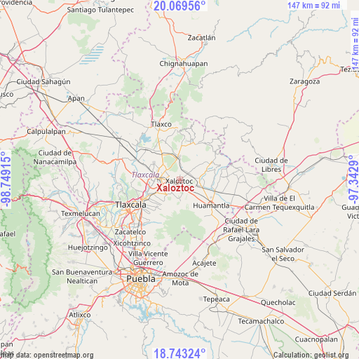 Xaloztoc on map