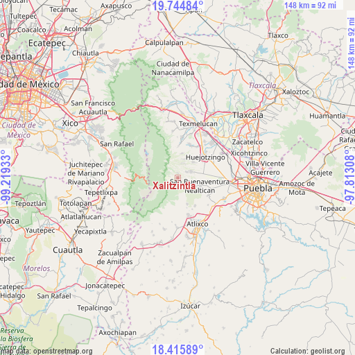 Xalitzintla on map