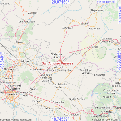 San Antonio Virreyes on map