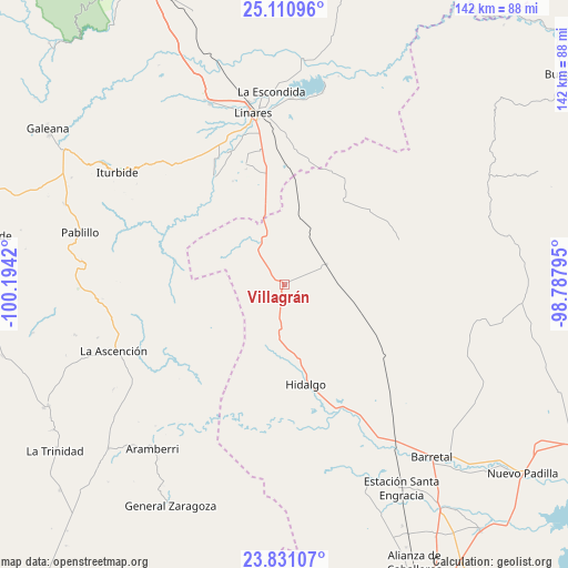 Villagrán on map