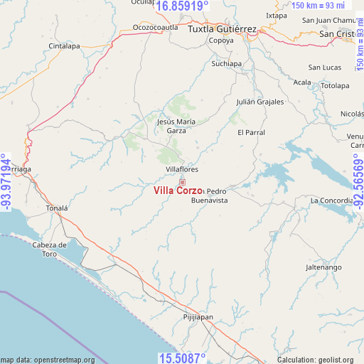 Villa Corzo on map