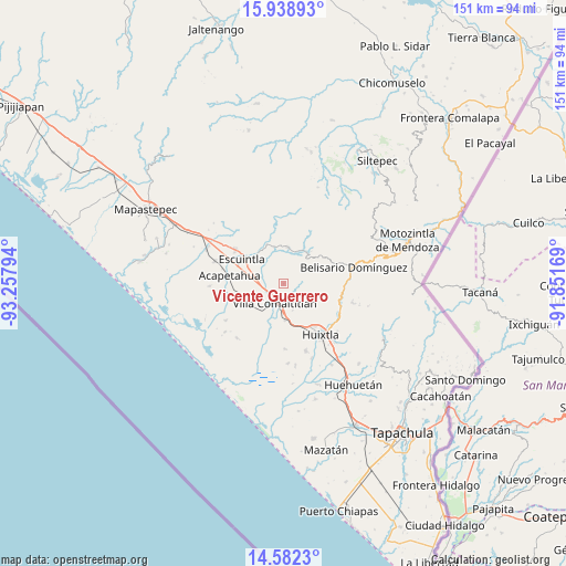 Vicente Guerrero on map