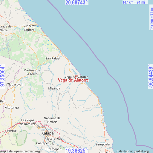 Vega de Alatorre on map