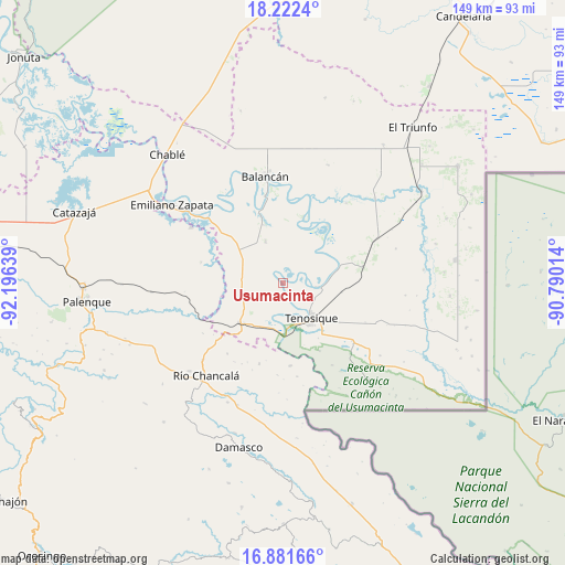 Usumacinta on map
