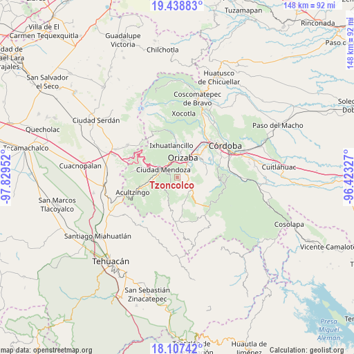 Tzoncolco on map