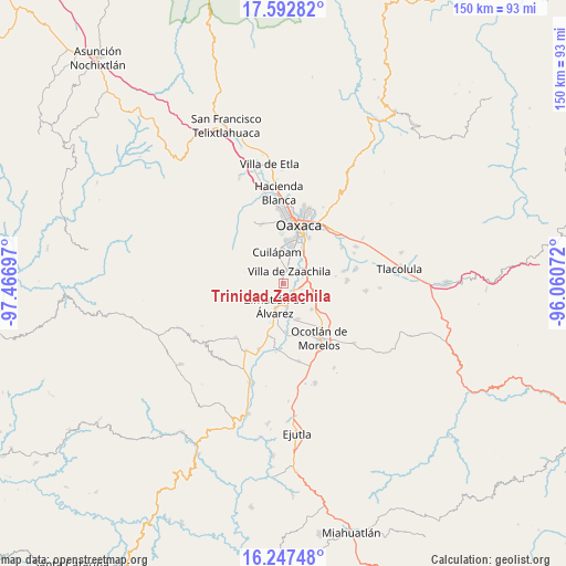 Trinidad Zaachila on map