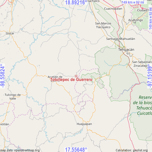 Totoltepec de Guerrero on map