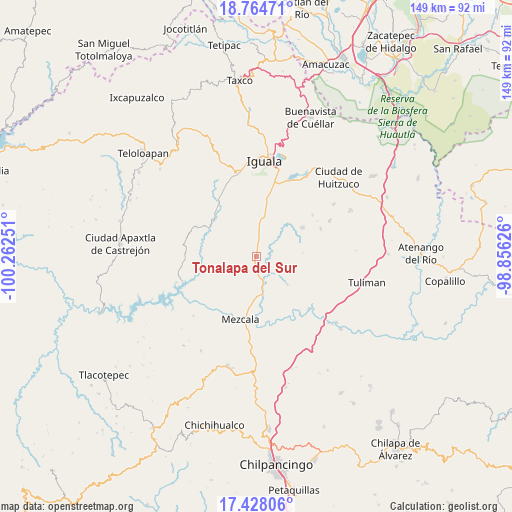 Tonalapa del Sur on map