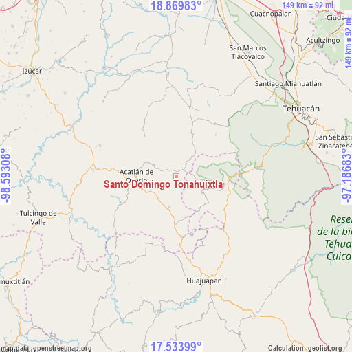 Santo Domingo Tonahuíxtla on map