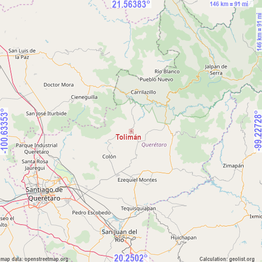 Tolimán on map