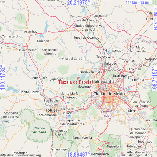 Tlazala de Fabela on map