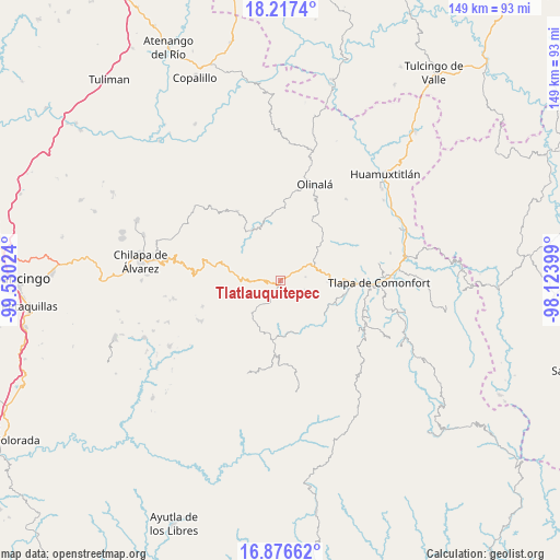 Tlatlauquitepec on map