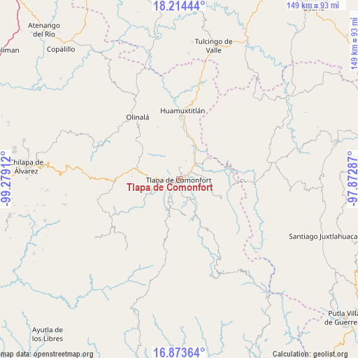 Tlapa de Comonfort on map