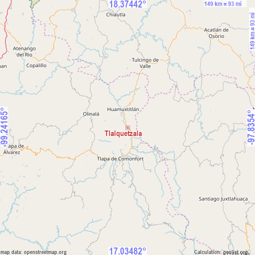 Tlalquetzala on map