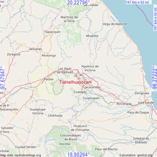 Tlalnelhuayocan on map