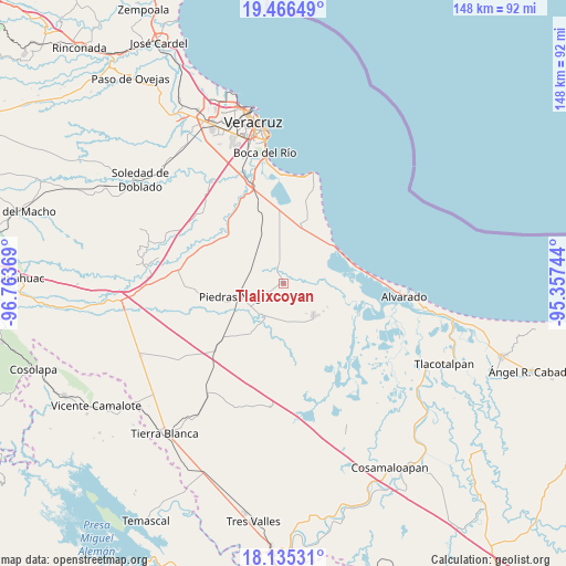 Tlalixcoyan on map