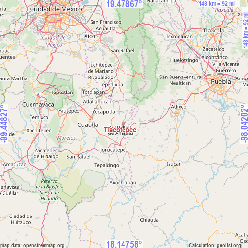 Tlacotepec on map